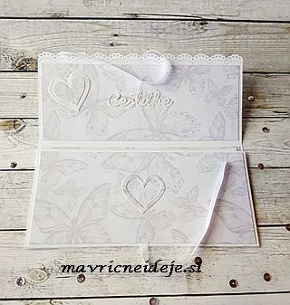 Belo srebrna poročna darilna kuverta