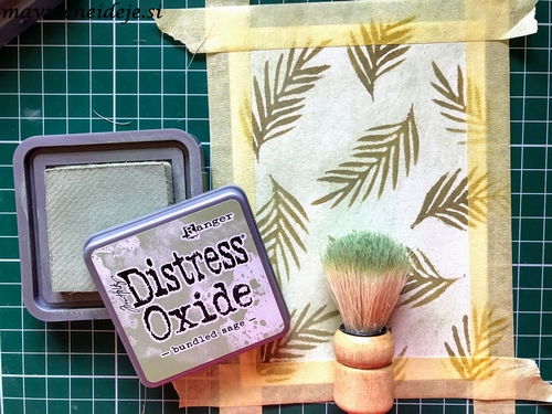 Distress oxide bundled sage, forest moss background