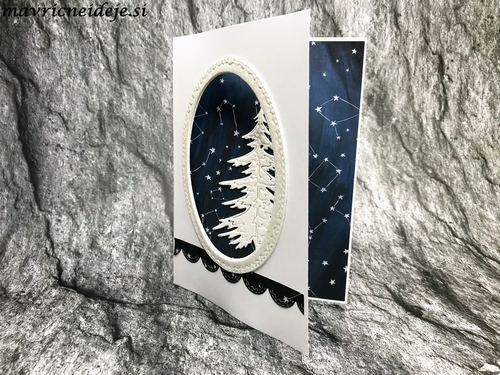 Silver christmas tree card